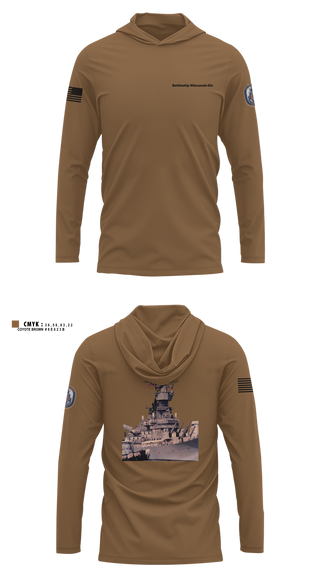 Long Sleeve Hooded Sun Shirt, Battleship Wisconsin Div, Navy, Teamtime, Team time, sublimation, custom sports apparel, team uniforms, spirit wear, spiritwear, sports uniforms, custom shirts, team store, custom team store, fundraiser sports, apparel fundraiser