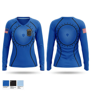Womens Long Sleeve Vneck Shirt, Real Time Crime Center, Police, Teamtime, Team time, sublimation, custom sports apparel, team uniforms, spirit wear, spiritwear, sports uniforms, custom shirts, team store, custom team store, fundraiser sports, apparel fundraiser