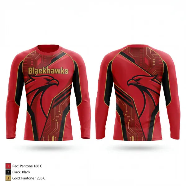 Long Sleeve Performance Shirt, Raleigh Blackhawks, Baseball, Teamtime, Team time, sublimation, custom sports apparel, team uniforms, spirit wear, spiritwear, sports uniforms, custom shirts, team store, custom team store, fundraiser sports, apparel fundraiser