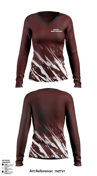 Womens Long Sleeve Vneck Shirt, Frankfort, Women's Basketball, Teamtime, Team time, sublimation, custom sports apparel, team uniforms, spirit wear, spiritwear, sports uniforms, custom shirts, team store, custom team store, fundraiser sports, apparel fundraiser