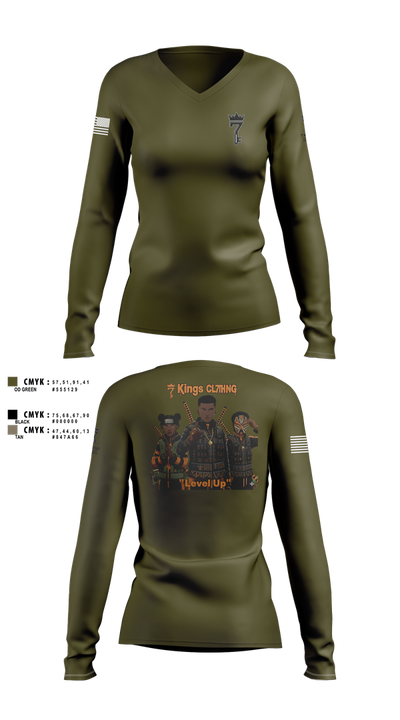 7 Women's Long Sleeve V-neck Shirt - 101
