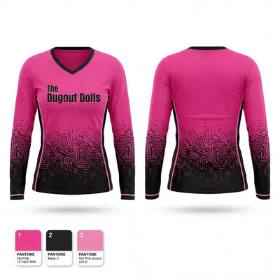 The Dugout Dolls 80815781 Women's Long Sleeve V-neck Shirt - 1
