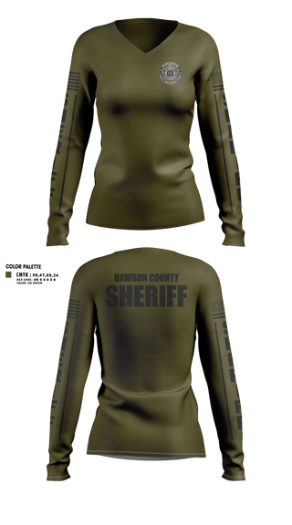 Womens Long Sleeve Vneck Shirt, Dawson County Sheriff’s Office, Police, Teamtime, Team time, sublimation, custom sports apparel, team uniforms, spirit wear, spiritwear, sports uniforms, custom shirts, team store, custom team store, fundraiser sports, apparel fundraiser