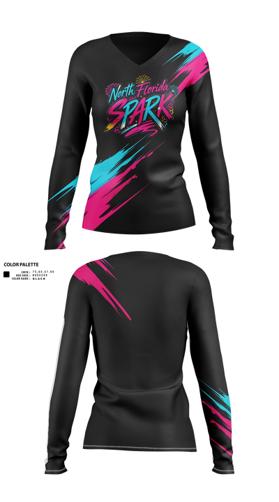 North Florida Spark 96231530 Women's Long Sleeve V-neck Shirt - 22
