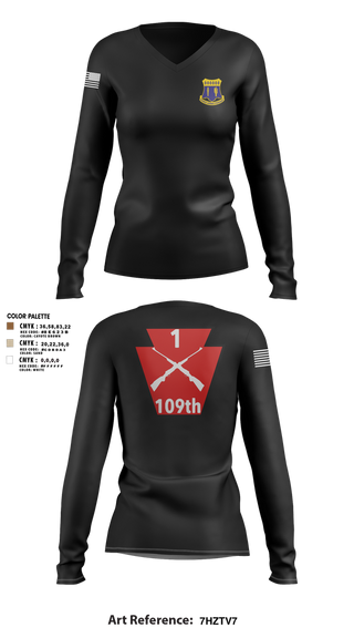 Womens Long Sleeve Vneck Shirt, A co 1/109, National Guard, Teamtime, Team time, sublimation, custom sports apparel, team uniforms, spirit wear, spiritwear, sports uniforms, custom shirts, team store, custom team store, fundraiser sports, apparel fundraiser