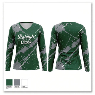 Womens Long Sleeve Vneck Shirt, Raleigh Oaks, Baseball, Teamtime, Team time, sublimation, custom sports apparel, team uniforms, spirit wear, spiritwear, sports uniforms, custom shirts, team store, custom team store, fundraiser sports, apparel fundraiser
