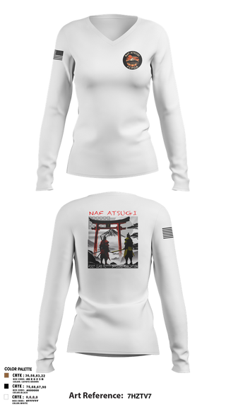 Womens Long Sleeve Vneck Shirt, NAF ATSUGI FCPOA, Navy, Teamtime, Team time, sublimation, custom sports apparel, team uniforms, spirit wear, spiritwear, sports uniforms, custom shirts, team store, custom team store, fundraiser sports, apparel fundraiser