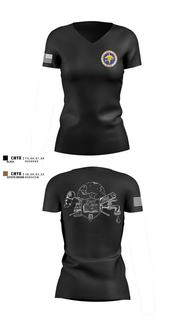 Womens Short Sleeve Vneck Shirt, Preventive Medicine, , Teamtime, Team time, sublimation, custom sports apparel, team uniforms, spirit wear, spiritwear, sports uniforms, custom shirts, team store, custom team store, fundraiser sports, apparel fundraiser