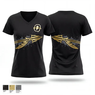 Quanah High School Tennis 26440127 Women's Short Sleeve V-neck Shirt - 1