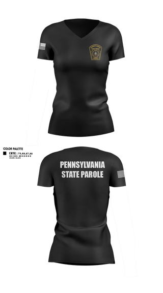 Womens Short Sleeve Vneck Shirt, Pennsylvania State Parole, Police, Teamtime, Team time, sublimation, custom sports apparel, team uniforms, spirit wear, spiritwear, sports uniforms, custom shirts, team store, custom team store, fundraiser sports, apparel fundraiser
