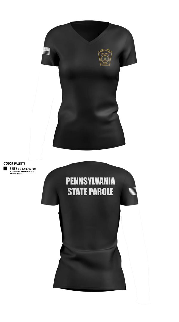 Womens Short Sleeve Vneck Shirt, Pennsylvania State Parole, Police, Teamtime, Team time, sublimation, custom sports apparel, team uniforms, spirit wear, spiritwear, sports uniforms, custom shirts, team store, custom team store, fundraiser sports, apparel fundraiser