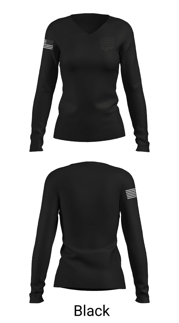 Womens Long Sleeve Vneck Shirt, Sassys Fitness, , Teamtime, Team time, sublimation, custom sports apparel, team uniforms, spirit wear, spiritwear, sports uniforms, custom shirts, team store, custom team store, fundraiser sports, apparel fundraiser