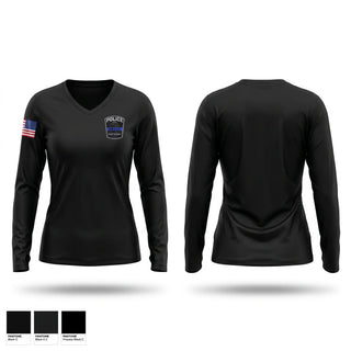 Womens Long Sleeve Vneck Shirt, Hoyt Lakes Fire Department, Fire Department, Teamtime, Team time, sublimation, custom sports apparel, team uniforms, spirit wear, spiritwear, sports uniforms, custom shirts, team store, custom team store, fundraiser sports, apparel fundraiser