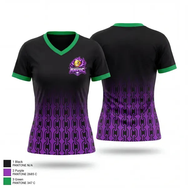 Womens Short Sleeve Vneck Shirt, Purple Havoc, Softball, Teamtime, Team time, sublimation, custom sports apparel, team uniforms, spirit wear, spiritwear, sports uniforms, custom shirts, team store, custom team store, fundraiser sports, apparel fundraiser