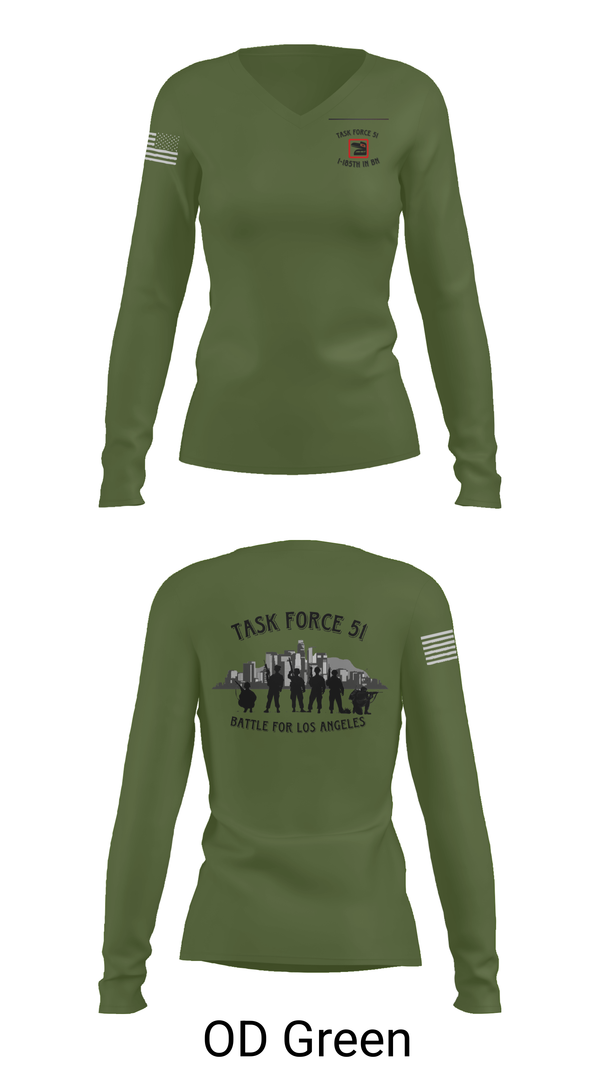 Womens Long Sleeve Vneck Shirt, 1-185th IN BN, , Teamtime, Team time, sublimation, custom sports apparel, team uniforms, spirit wear, spiritwear, sports uniforms, custom shirts, team store, custom team store, fundraiser sports, apparel fundraiser