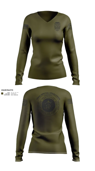 Womens Long Sleeve Vneck Shirt, TDOC SPECIAL OPERATIONS, Police, Teamtime, Team time, sublimation, custom sports apparel, team uniforms, spirit wear, spiritwear, sports uniforms, custom shirts, team store, custom team store, fundraiser sports, apparel fundraiser