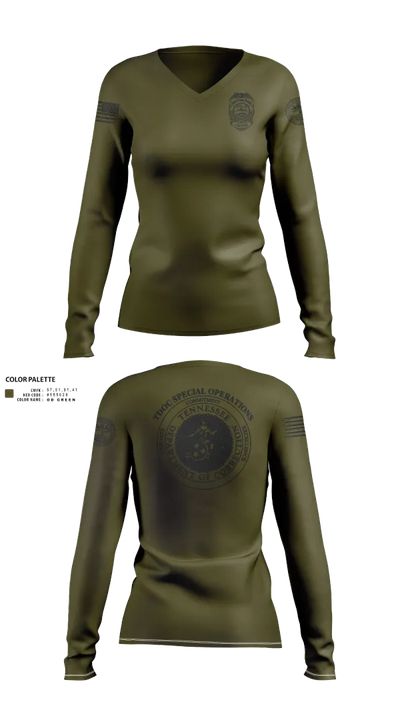 TDOC SPECIAL OPERATIONS 52913563 Women's Long Sleeve V-neck Shirt - 22