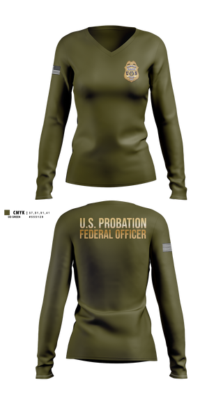 Womens Long Sleeve Vneck Shirt, U.S. PROBATION, Police, Teamtime, Team time, sublimation, custom sports apparel, team uniforms, spirit wear, spiritwear, sports uniforms, custom shirts, team store, custom team store, fundraiser sports, apparel fundraiser