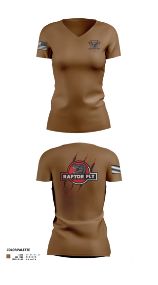 Womens Short Sleeve Vneck Shirt, Raptor Platoon, 4-9 CAV, , Teamtime, Team time, sublimation, custom sports apparel, team uniforms, spirit wear, spiritwear, sports uniforms, custom shirts, team store, custom team store, fundraiser sports, apparel fundraiser