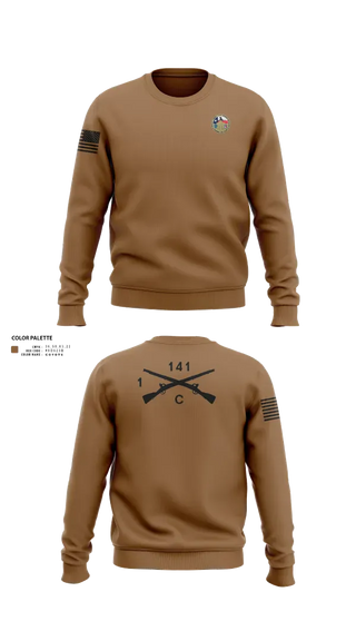 Crew Neck Sweatshirt, C Co 1-141 IN, Army, Teamtime, Team time, sublimation, custom sports apparel, team uniforms, spirit wear, spiritwear, sports uniforms, custom shirts, team store, custom team store, fundraiser sports, apparel fundraiser