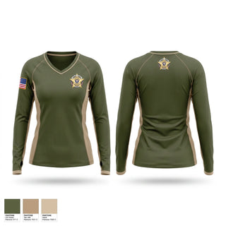 Womens Long Sleeve Vneck Shirt, Spiritual Forces The Lords Army, National Guard, Teamtime, Team time, sublimation, custom sports apparel, team uniforms, spirit wear, spiritwear, sports uniforms, custom shirts, team store, custom team store, fundraiser sports, apparel fundraiser