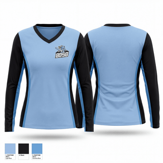 Womens Long Sleeve Vneck Shirt, Boom Baby SB, Softball, Teamtime, Team time, sublimation, custom sports apparel, team uniforms, spirit wear, spiritwear, sports uniforms, custom shirts, team store, custom team store, fundraiser sports, apparel fundraiser