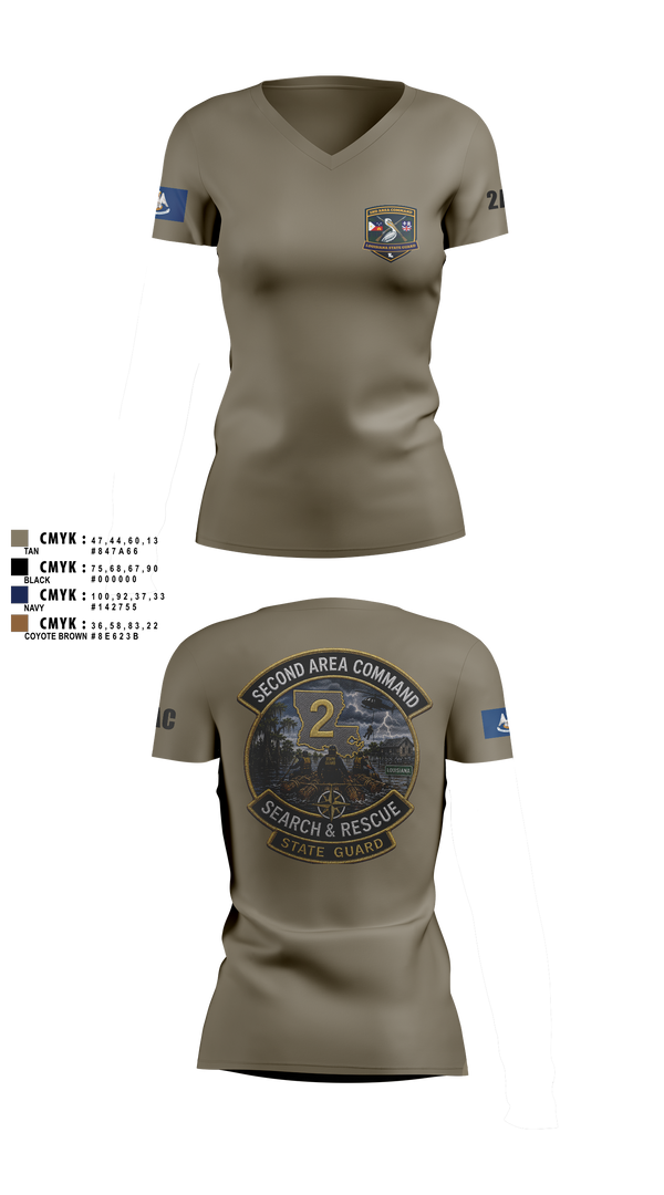 Womens Short Sleeve Vneck Shirt, Louisiana State Guard, Army, Teamtime, Team time, sublimation, custom sports apparel, team uniforms, spirit wear, spiritwear, sports uniforms, custom shirts, team store, custom team store, fundraiser sports, apparel fundraiser