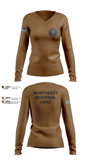 Womens Long Sleeve Vneck Shirt, Swat, , Teamtime, Team time, sublimation, custom sports apparel, team uniforms, spirit wear, spiritwear, sports uniforms, custom shirts, team store, custom team store, fundraiser sports, apparel fundraiser