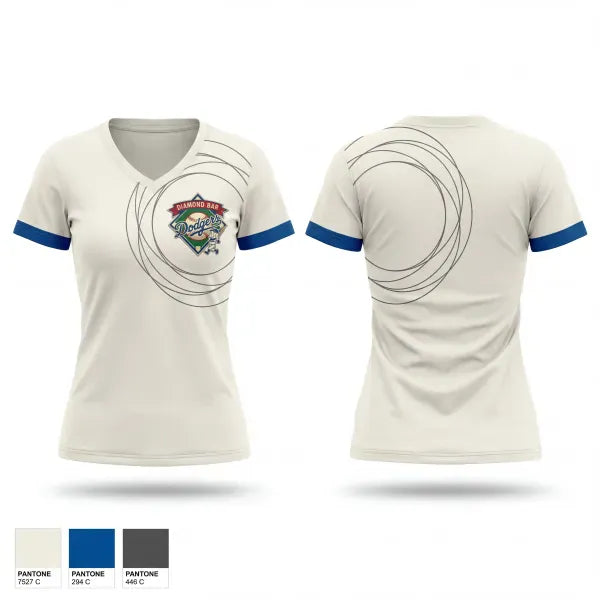 Diamond Bar Dodgers 44802793 Women's Short Sleeve V-neck Shirt - 1