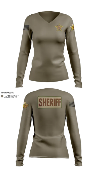 Womens Long Sleeve Vneck Shirt, Hudspeth county sheriff office, , Teamtime, Team time, sublimation, custom sports apparel, team uniforms, spirit wear, spiritwear, sports uniforms, custom shirts, team store, custom team store, fundraiser sports, apparel fundraiser