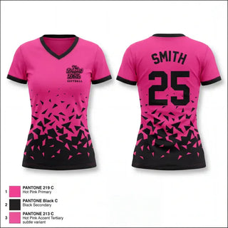 Womens Short Sleeve Vneck Shirt, The Dugout Dolls, Softball, Teamtime, Team time, sublimation, custom sports apparel, team uniforms, spirit wear, spiritwear, sports uniforms, custom shirts, team store, custom team store, fundraiser sports, apparel fundraiser