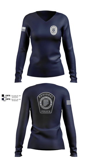 Womens Long Sleeve Vneck Shirt, Beaver Valley Regional Police Department, Police, Teamtime, Team time, sublimation, custom sports apparel, team uniforms, spirit wear, spiritwear, sports uniforms, custom shirts, team store, custom team store, fundraiser sports, apparel fundraiser