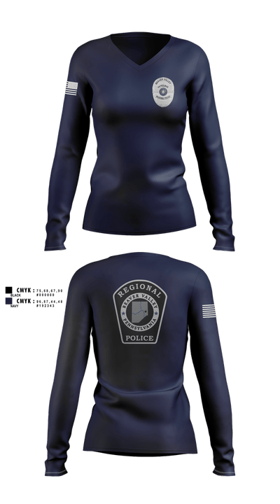 Beaver Valley Regional Police Department  Women's Long Sleeve V-neck Shirt - 3