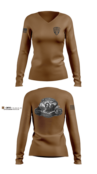 Womens Long Sleeve Vneck Shirt, TF Guardian, Army, Teamtime, Team time, sublimation, custom sports apparel, team uniforms, spirit wear, spiritwear, sports uniforms, custom shirts, team store, custom team store, fundraiser sports, apparel fundraiser