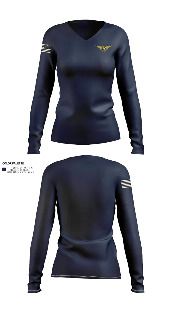 Womens Long Sleeve Vneck Shirt, Wyoming Life Flight, , Teamtime, Team time, sublimation, custom sports apparel, team uniforms, spirit wear, spiritwear, sports uniforms, custom shirts, team store, custom team store, fundraiser sports, apparel fundraiser