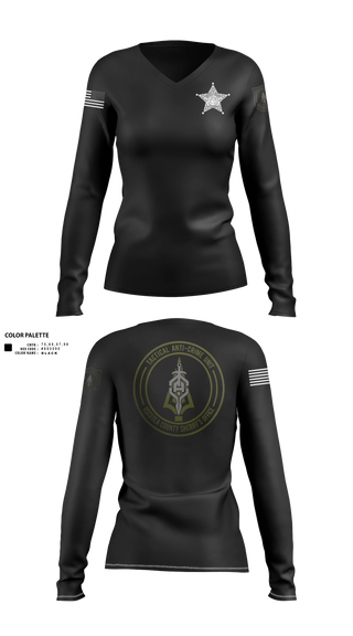 Womens Long Sleeve Vneck Shirt, OCSO TAC UNIT, Police, Teamtime, Team time, sublimation, custom sports apparel, team uniforms, spirit wear, spiritwear, sports uniforms, custom shirts, team store, custom team store, fundraiser sports, apparel fundraiser
