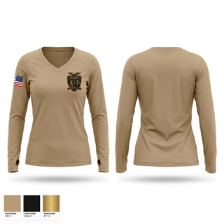 Womens Long Sleeve Vneck Shirt, Florida Counterdrug Training Center, National Guard, Teamtime, Team time, sublimation, custom sports apparel, team uniforms, spirit wear, spiritwear, sports uniforms, custom shirts, team store, custom team store, fundraiser sports, apparel fundraiser