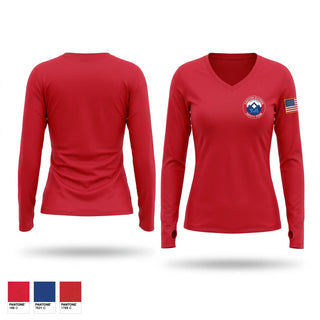 Womens Long Sleeve Vneck Shirt, National Ski Patrol Eastern Division Safety Team, EMS/EMT, Teamtime, Team time, sublimation, custom sports apparel, team uniforms, spirit wear, spiritwear, sports uniforms, custom shirts, team store, custom team store, fundraiser sports, apparel fundraiser
