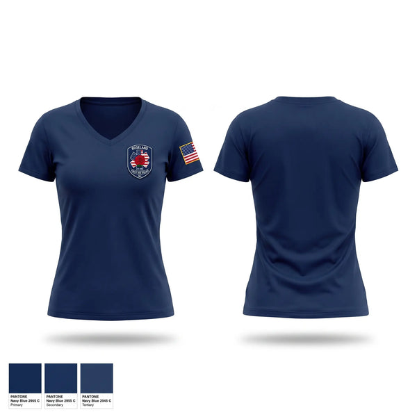 Womens Short Sleeve Vneck Shirt, Roseland First Aid Squad, EMS/EMT, Teamtime, Team time, sublimation, custom sports apparel, team uniforms, spirit wear, spiritwear, sports uniforms, custom shirts, team store, custom team store, fundraiser sports, apparel fundraiser