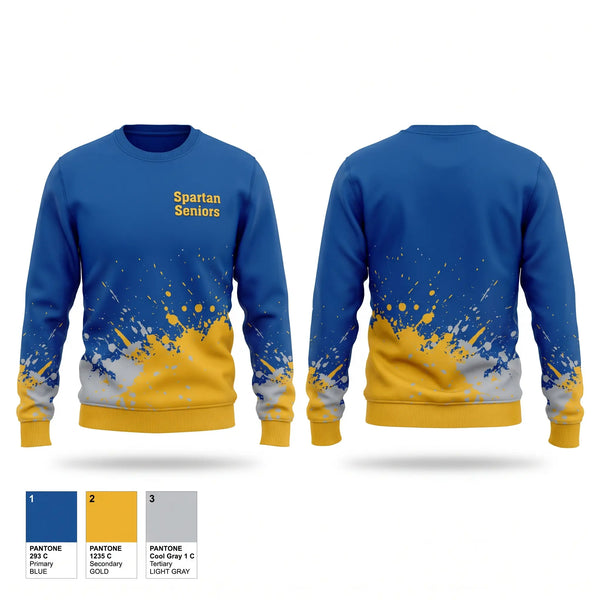 Crew Neck Sweatshirt, Spartan Seniors, Cross Country, Teamtime, Team time, sublimation, custom sports apparel, team uniforms, spirit wear, spiritwear, sports uniforms, custom shirts, team store, custom team store, fundraiser sports, apparel fundraiser