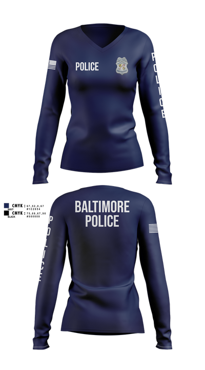 Baltimore Police Department 87844161 Women's Long Sleeve V-neck Shirt - 109