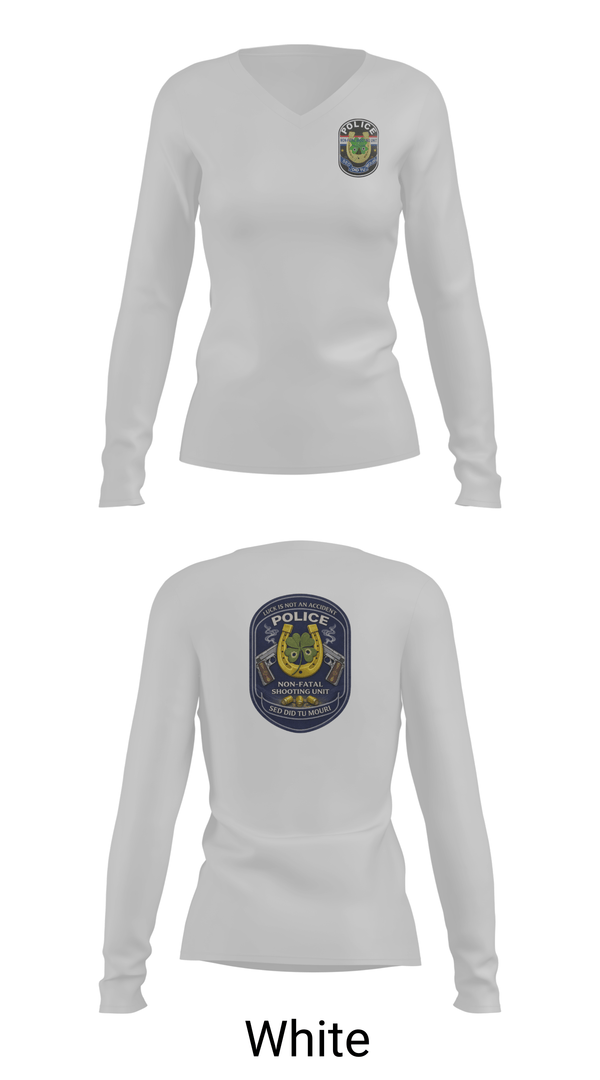 Womens Long Sleeve Vneck Shirt, Non Fatal Shooting Unit, Police, Teamtime, Team time, sublimation, custom sports apparel, team uniforms, spirit wear, spiritwear, sports uniforms, custom shirts, team store, custom team store, fundraiser sports, apparel fundraiser