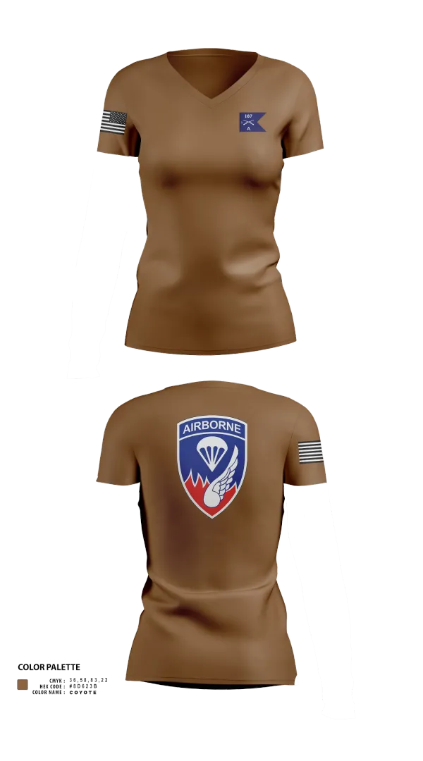 Womens Short Sleeve Vneck Shirt, 187 infantry, , Teamtime, Team time, sublimation, custom sports apparel, team uniforms, spirit wear, spiritwear, sports uniforms, custom shirts, team store, custom team store, fundraiser sports, apparel fundraiser