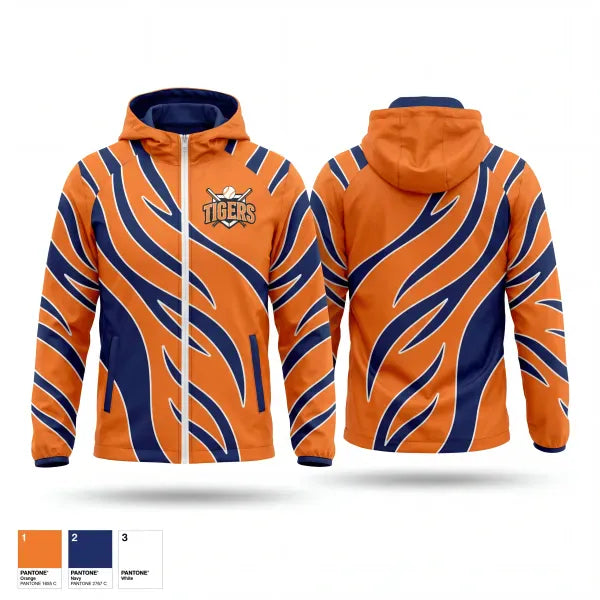 Windbreaker, Malone Tigers, Baseball, Teamtime, Team time, sublimation, custom sports apparel, team uniforms, spirit wear, spiritwear, sports uniforms, custom shirts, team store, custom team store, fundraiser sports, apparel fundraiser