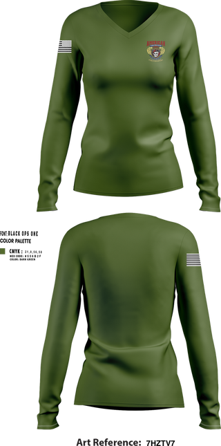 Womens Long Sleeve Vneck Shirt, 25th Infantry Division, , Teamtime, Team time, sublimation, custom sports apparel, team uniforms, spirit wear, spiritwear, sports uniforms, custom shirts, team store, custom team store, fundraiser sports, apparel fundraiser