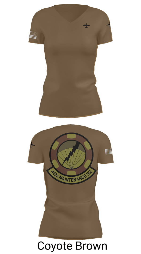 Womens Short Sleeve Vneck Shirt, 403 Maintenance Sqd, Air Force, Teamtime, Team time, sublimation, custom sports apparel, team uniforms, spirit wear, spiritwear, sports uniforms, custom shirts, team store, custom team store, fundraiser sports, apparel fundraiser