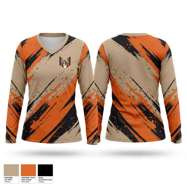 Womens Long Sleeve Vneck Shirt, QC HEAT, Baseball, Teamtime, Team time, sublimation, custom sports apparel, team uniforms, spirit wear, spiritwear, sports uniforms, custom shirts, team store, custom team store, fundraiser sports, apparel fundraiser