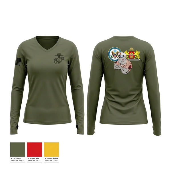 Womens Long Sleeve Vneck Shirt, MCESG Region 8 Detachment budapest, Marines, Teamtime, Team time, sublimation, custom sports apparel, team uniforms, spirit wear, spiritwear, sports uniforms, custom shirts, team store, custom team store, fundraiser sports, apparel fundraiser