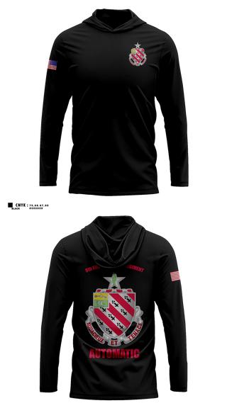 Long Sleeve hooded sunshirt, 1/8 Field Artillery Regiment, Army, Teamtime, Team time, sublimation, custom sports apparel, team uniforms, spirit wear, spiritwear, sports uniforms, custom shirts, team store, custom team store, fundraiser sports, apparel fundraiser