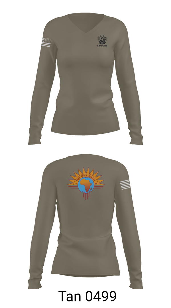 Womens Long Sleeve Vneck Shirt, TF BATAAN S1, Army, Teamtime, Team time, sublimation, custom sports apparel, team uniforms, spirit wear, spiritwear, sports uniforms, custom shirts, team store, custom team store, fundraiser sports, apparel fundraiser